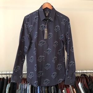 H&M Floral Print Long Sleeve Button Up Shirt